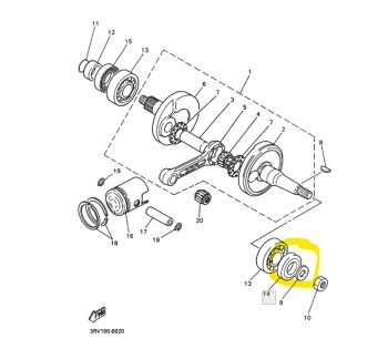 Yamaha 93103-25098-00 — оригинальный сальник (Oil Seal) 93103-25098-00