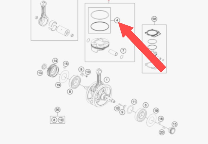 Комплект колец для KTM PISTON RING KIT SXF/SMR/XCF 450 19-26